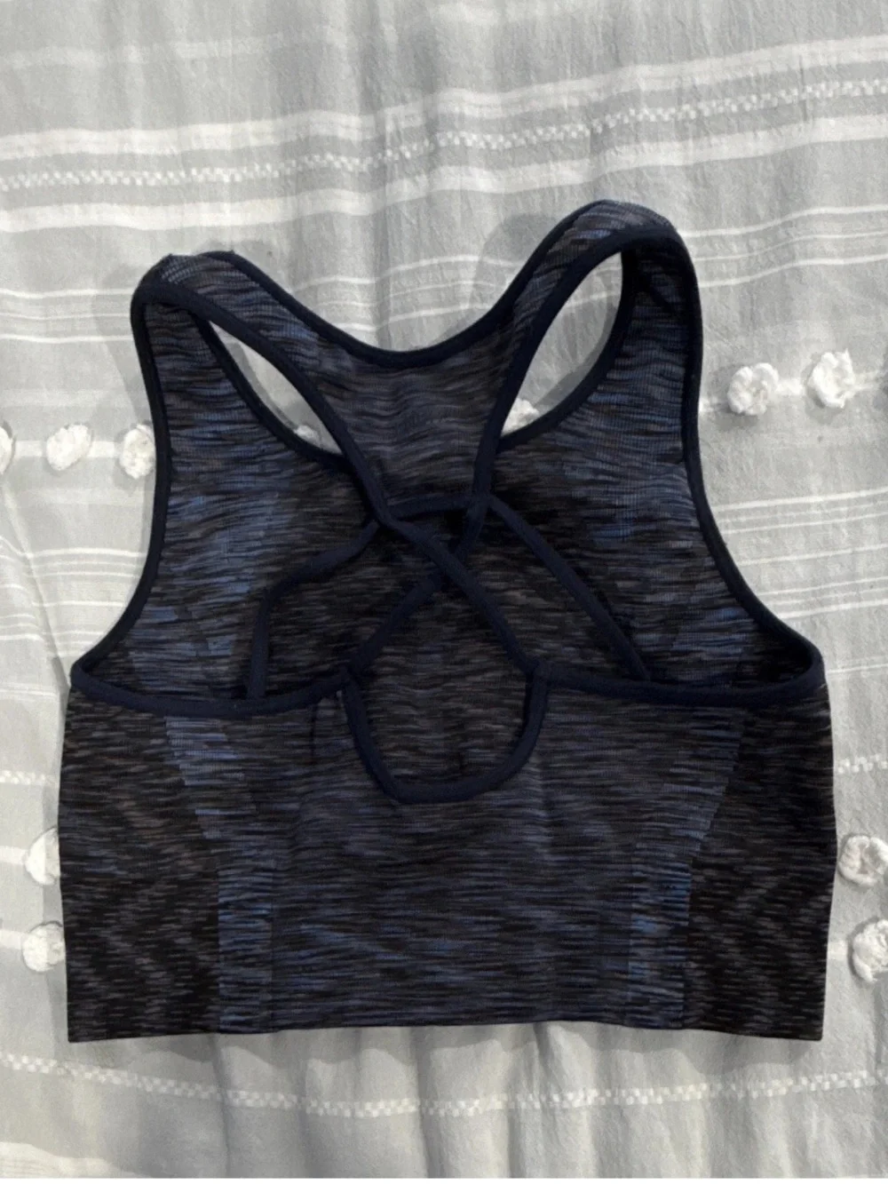 LNDR Racerback Sports Bra Navy/Black Heathered Medium Support Pullover Size M/L